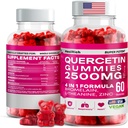 Quercetin Gummies - 2500MG con Bromelain, L-Theanine - Immune Support Gummies Alivio de la alergia " Lung Health for Kids " Adults