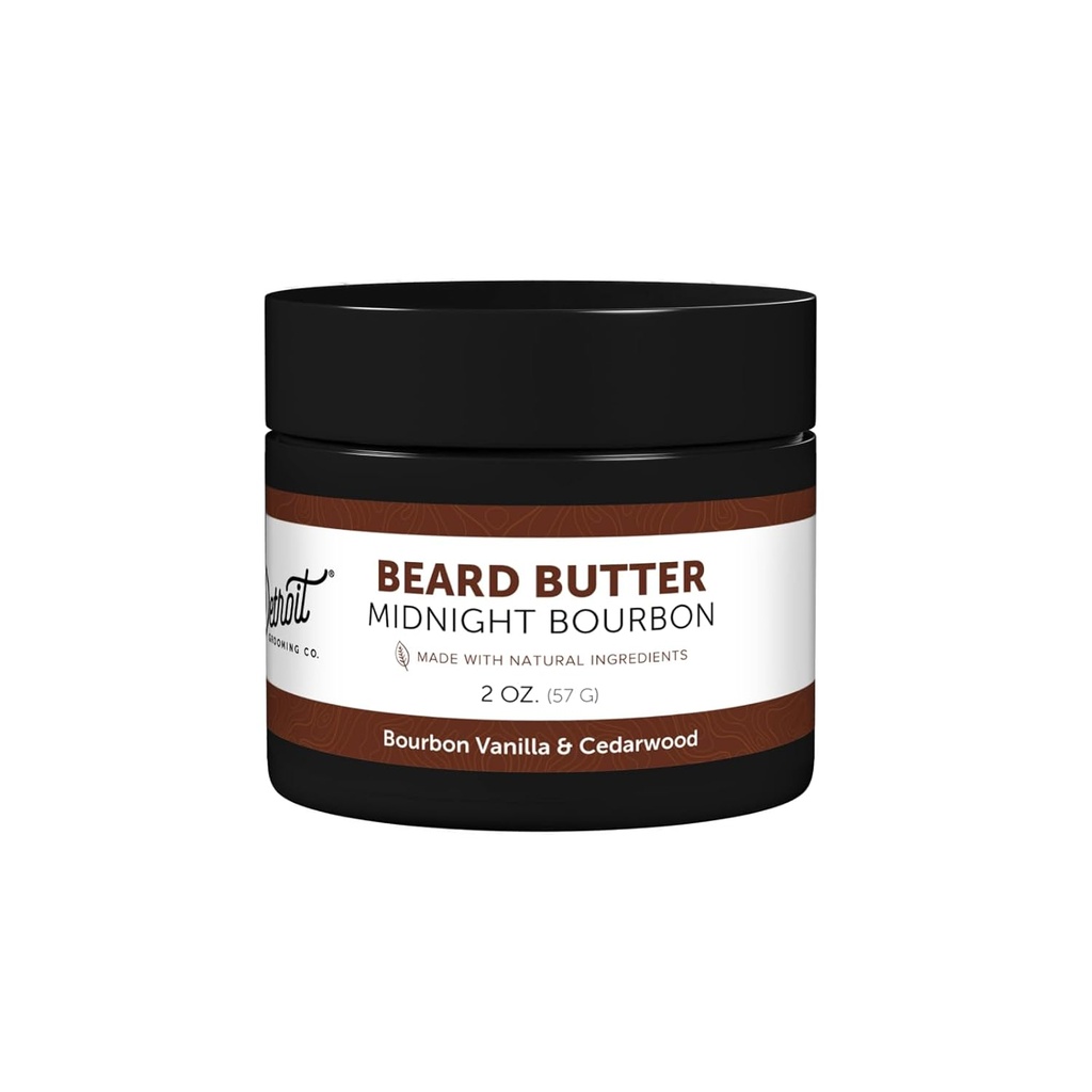Detroit Grooming Co. Beard Butter for Men ← Edición Limitada ← Softens, Hydrates " Nourishes with Safflower Oil " Shea Butter ← Midnight Bourbon Scent, 2oz