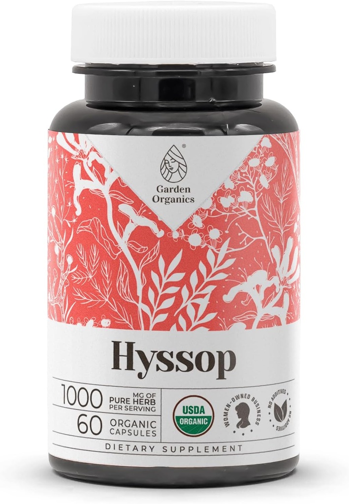 Hyssop USDA Organic 60 Capsules ← Suplemento Natural de Alta Potencia Silencio Certified Organic Vegetarian Capsules and Organic Hyssop (Hyssopus officinalis) Dried Herb (60 cápsulas)
