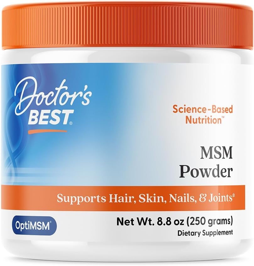 Los mejores médicos MSM Powder, soporta el cabello, la piel, las uñas, las articulaciones, no GMO, libre de gluten, soy libre, Vegan Net Wt. 8.8 oz (250 gramos)