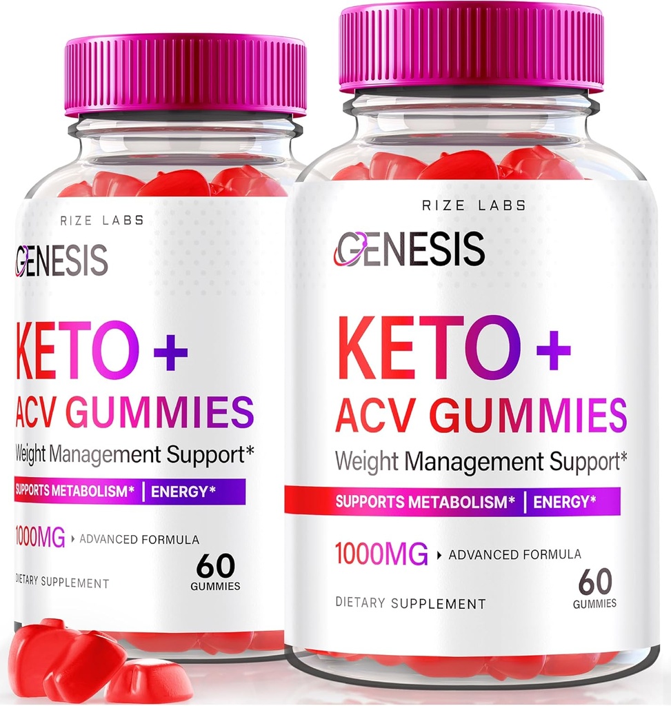 rize labs - Genesis Keto Keto+ACV Gummies, Suplemento para la Pérdida Avanzada de Peso, Todas las Gummies Extremadas Naturales (120 Gummies)