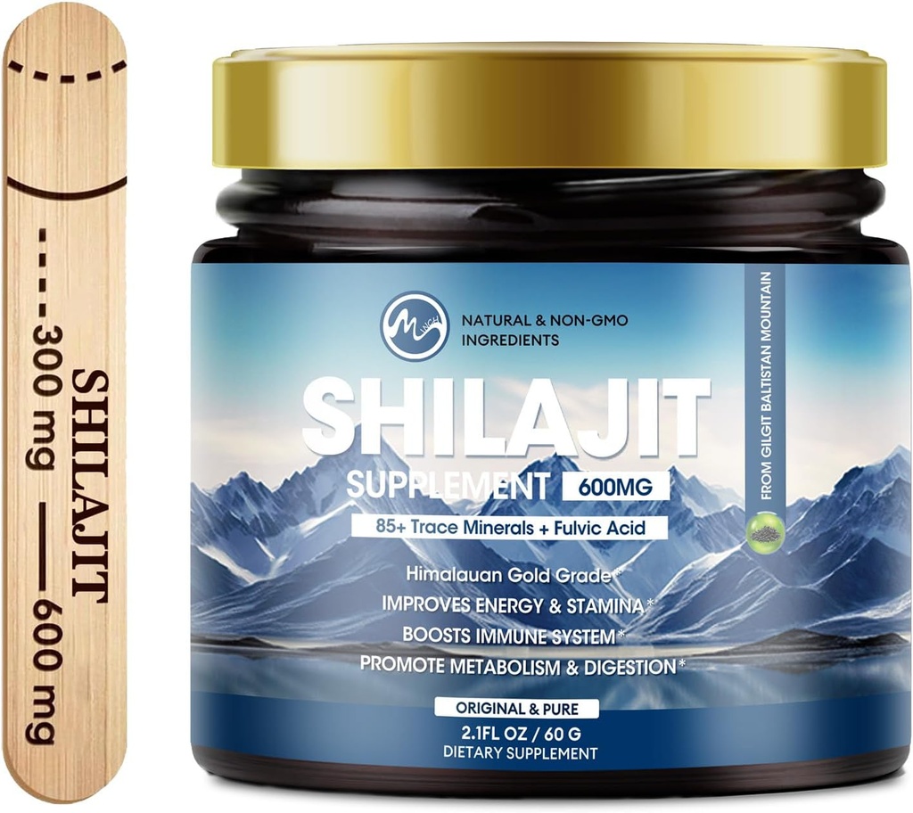 M inch 600mg Shilajit Pure Siberia Organic Shilajit Resin - Shilajit Resin for Men &amp; Women with High Potency for Energy, Strength &amp; Immunity