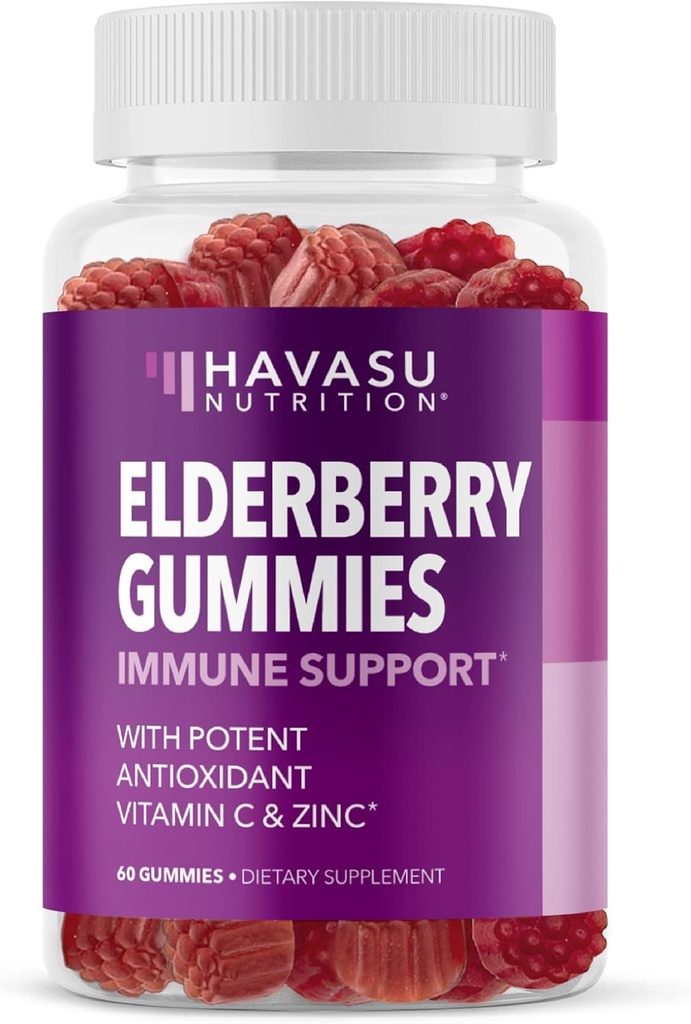 Sambucus Elderberry Gummies for Adults - Immune Support Supplement with Vitamin C and Zinc - Fórmula mejorada para la Defensa diaria - 60 Conde, 1 Mes de Oferta, Berry Flavor - Conveniente Wellness