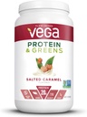 Vega Proteína y Verdes, Salted Caramel, Vegan Protein Powder, 20g de Proteína Planta Basada, Baja Carb, Keto, Dairy Free, Gluten Free, Non GMO, Pea Protein para Mujeres y Hombres, 1.7 libras (25 Servimientos)
