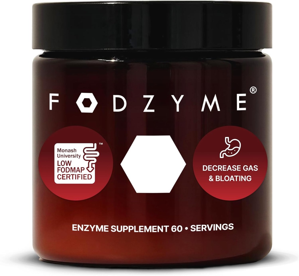 FODZYME® Home Kit Enzimas digestivas para la salud de las tripas, Alivio para la limpieza, Gas, Estreñimiento, Diarrea, Dolor abdominal, Bajo FODMAP, 60 Dose