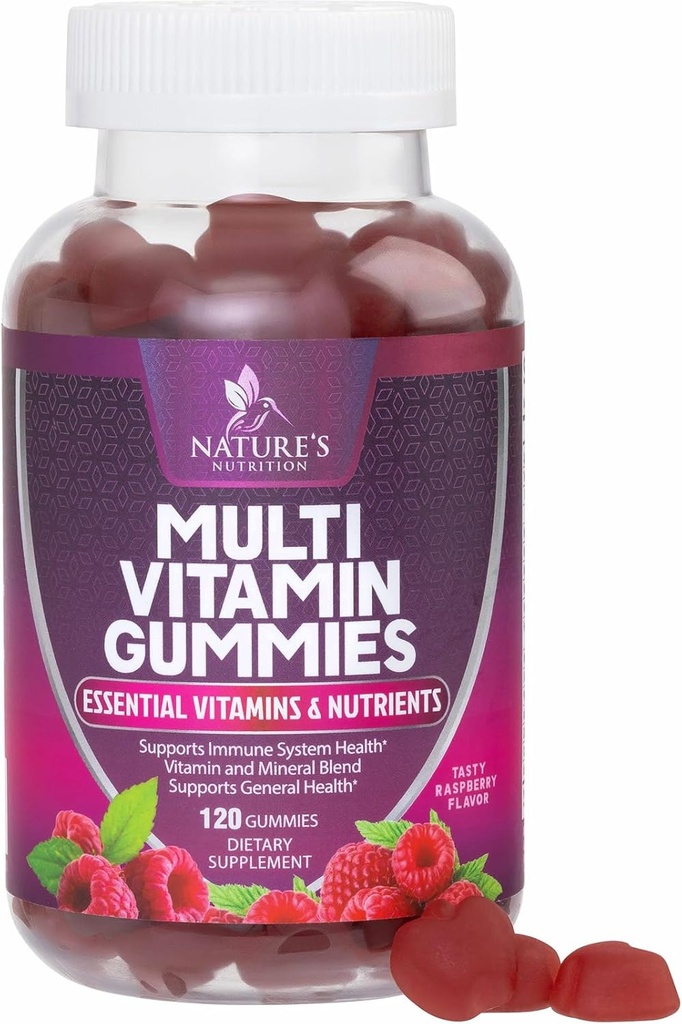 Mangas multivitamínicas para adultos con vitaminas A, C, D, B12 - Gummy Multivitaminas para el soporte nutricional diario con vitaminas " Minerales para hombres " , la vitamina VIT de la naturaleza - 120 Gummies