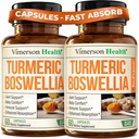 Suplemento Turmérico de Curcumina con Boswellia Serrata, Ginger Root, Organic Turmeric Powder " Black Pepper - 95% Curcuminoids Suplemento Turmérico con Boswellia Extract - Gluten Free Tumeric Caps 2-Pack