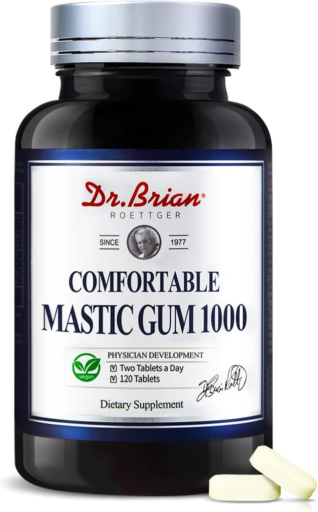Dr.Brian Mastic Gum 1000mg Natural Formula Supporting Gastrointestinal Health, Digestive & Immune System – Stomach, Duodenal & Oral Health ← Non-GMO, Gluten Free (120 Vegetarian Capsules)