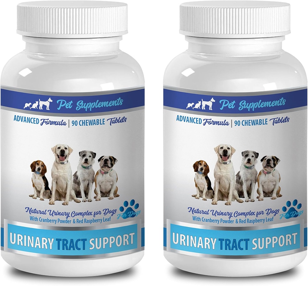 PET SUPPLEMENTS &amp; NUTRITION LLC Dog Incontinence Hombre - Dog Urinary Tract Support - Natural Cranberry Solution - Vet Recomendado - max Cranberry for Dogs - 2 Botella (180 Treats)