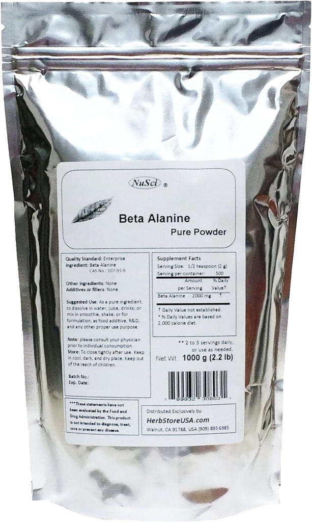 Pure Beta Alanine Powder for Endurance (1000 Grams (2.2 lb))