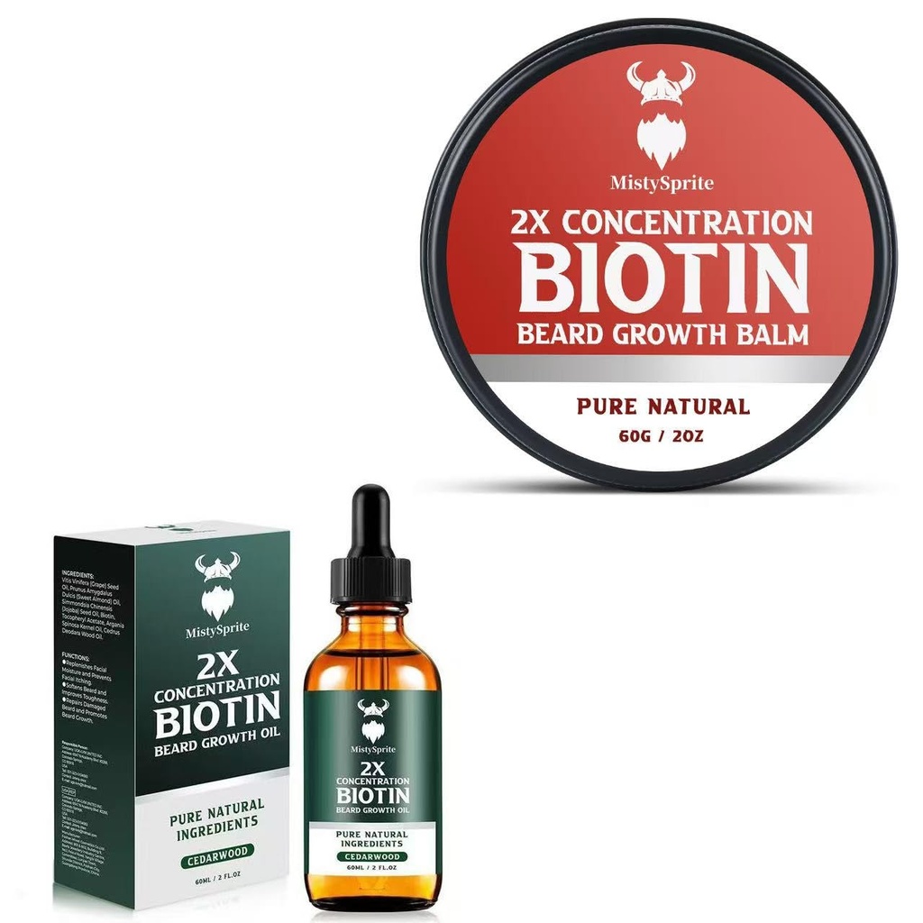 Biotin Beard Balm for Men &amp; Conditioning Beard Wax and Growth Beard Growth Oil with 2X Concentration Biotin for Men, Hydrates & Thickens Facial Hair