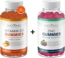 Natural BioScience Sugar Free Vitamin D3 K2 Gummies 5000 IU & Zinc Gummies 50 mg, Extra Strength, Immune Support, Bone Health, Heart Health, Skin Support, 60 Gummy Vitamins