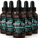 Aceite de cáñamo Extracto orgánico-5 Pack-Ultra Alto cáñamo semillas de cáñamo Aceite-Full Flavor Natural Beneficios-Fabricación en EE.UU. por piel, alivio, sueño, calma, relajación, músculos, masaje-salva para mascotas- Omega total 3,6,9