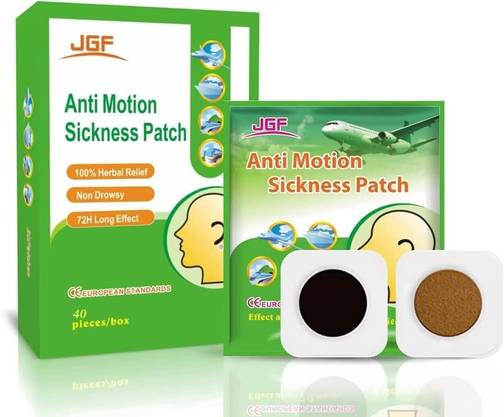 Motion Patches para coche de crucero, 40 cuenta Waterproof Non Drowsy Travel Essentials Motion Patche para adultos y niños