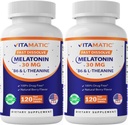 Melatonina Vitamática 30 mg - con B6 &amp; L-Teanina - 120 Tablas de disuelto rápido con sabor a baya natural (2 Tablas Dosis = Melatonina 60 mg) (120 Cuenta (Pack de 2))