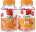 Zinc Lifeable 50mg + Vitamina B6, Gummies Bundle - Gran Tasting, Suplemento de vitaminas, Gluten Gratis, GMO Gratis, Chewable Gummy