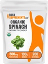 BulkSupplements.com Organic Spinach Extract Powder - Organic Spinach Powder from Leaf Extract, Herbal Supplement - Gluten Free, 500mg per Serving, 100g (3.5 oz) (Pack of 1)