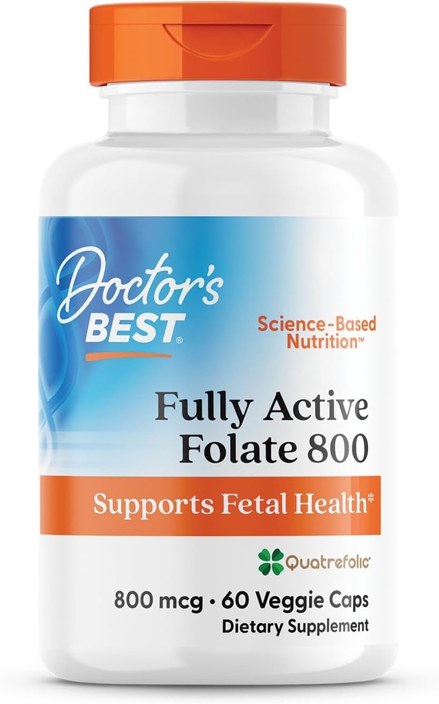 Doctores Mejor Folato Activo completo 800 con Quatrefolic, apoya la salud fetal, no GMO, Gluten Free, Vegan 60 Veggie Caps