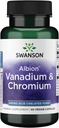 Swanson Albion Chelated Vanadium y Chromium 60 Veg Capsules