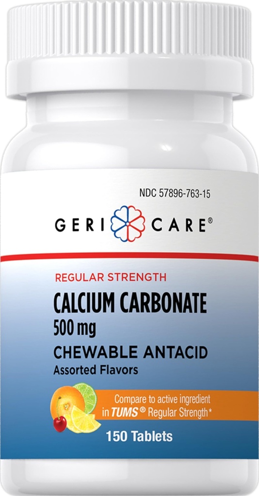 Gericare Calcium Carbonate 500mg Chewable Antacid,150 Conde (Pack of 1)
