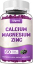 Calcium Magnesium Zinc Gummies with Vitamin C D3 K2, Calcium Gummies for Bone, Muscle, Calm &amp; Zzz Support, High Absorption Formula with Magnesium Zinc Folate Potassium, Elderberry Flavored 60 Counts