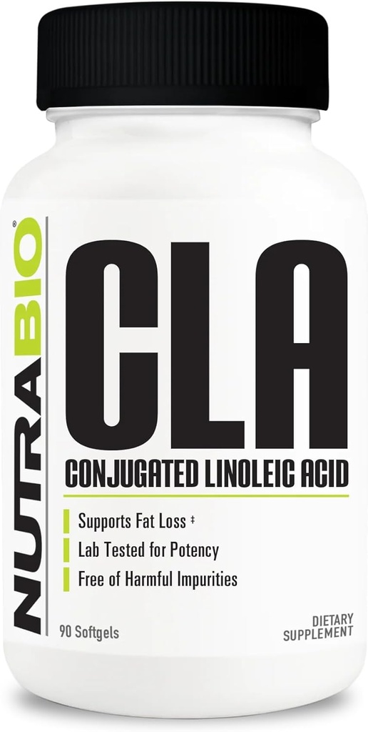NutraBio CLA Suplemento conjugado de ácido linoléico, 800mg - 90 Softgels
