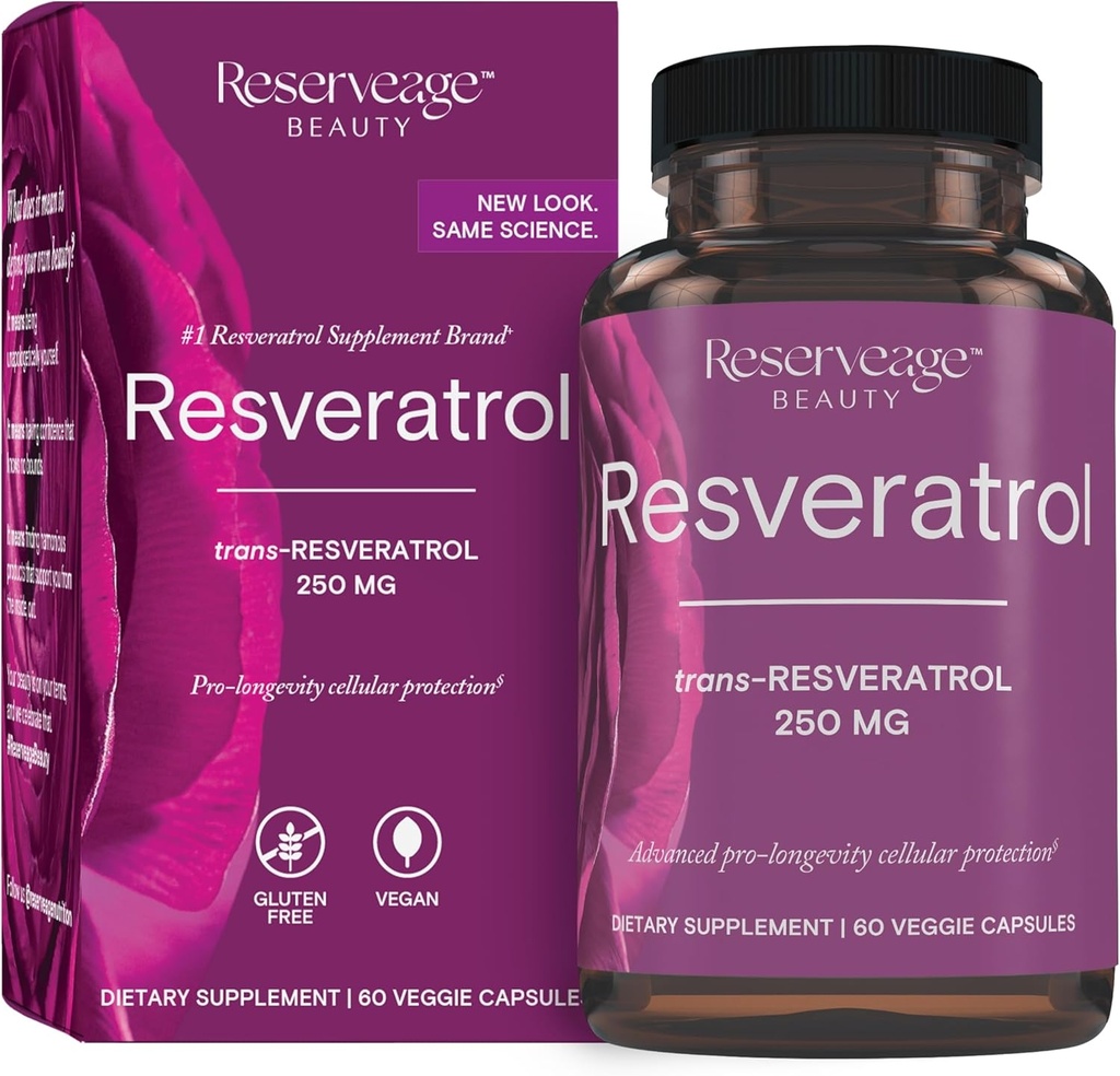 Restauración de belleza Resveratrol 250 mg - Mejor Trans-Resveratrol - Vegan suplemento antioxidante para la salud celular y del corazón - Ayudas Salud saludable envejecimiento &amp; Inmune - 60 cápsulas vegetales