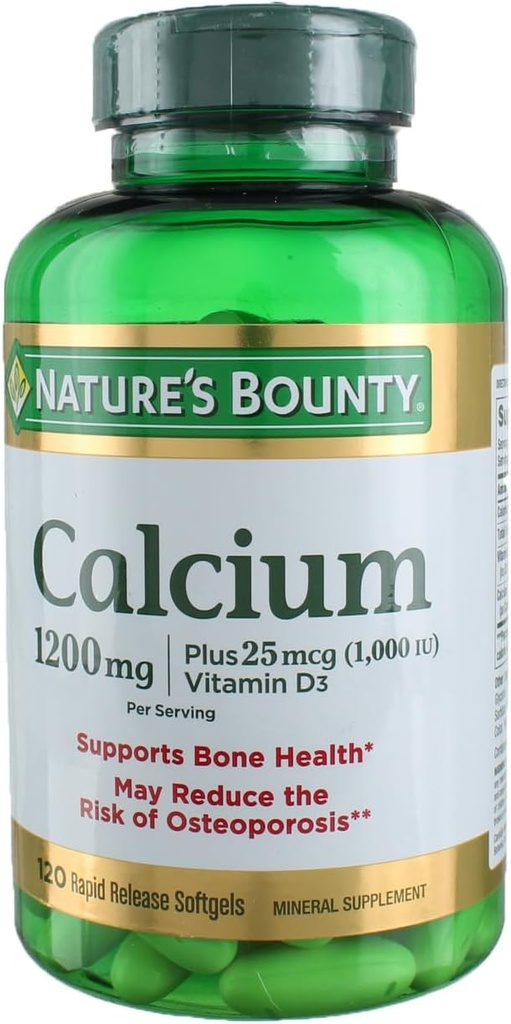 Natures Bounty Calcium Plus Vitamin D3 1200 miligram Capsules - 120 Ea, Pack of 3