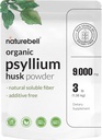 NatureBell Psyllium Husk Fiber Supplement, 9,000mg Por Serving, 3lb (48oz) Powder  sometida Orgánica Soluble Fiber for Digestive & Gut Health ← Plant-Based, Unflavored, Non-GMO, Gluten-Free