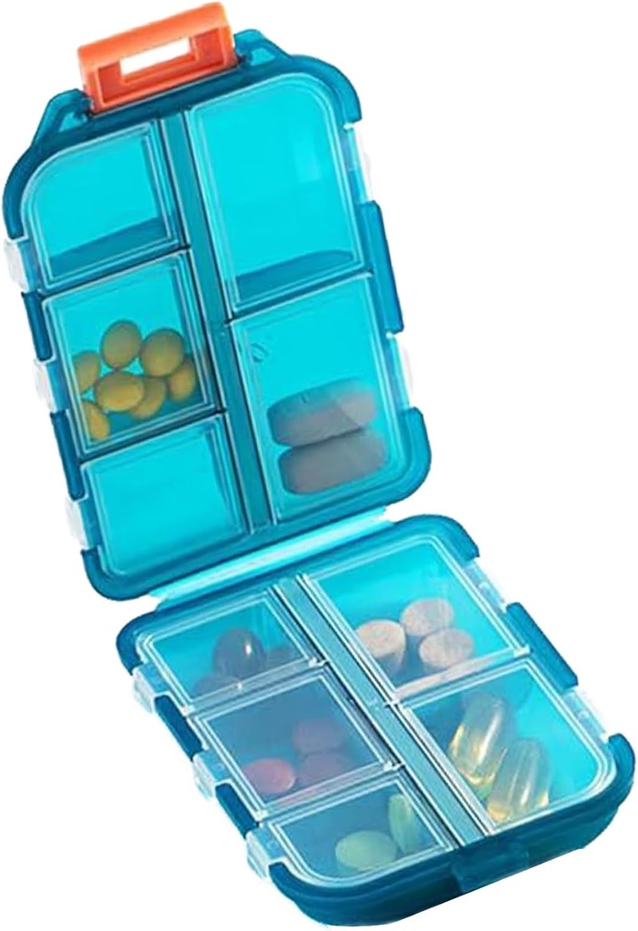 Organizador de píldoras de viaje - Travel Medicine Case Kit - Pocket Daily Pharmacy Container - dispensador de medicamentos de viaje para el almacenamiento de suplementos de vitaminas de aceite de pescado (Green)