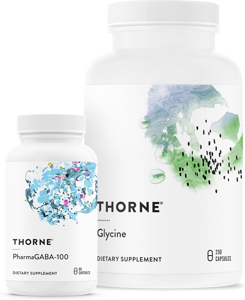 THORNE - Relájate " Detox Bundle - PharmaGABA y Glycine Combo para el alivio de estrés " - 60 a 125 Servimientos