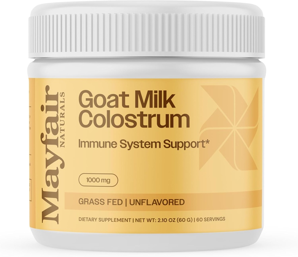 Goat Milk Colostrum Powder, Grass Fed, Natural Immune System y Gut Health Support, 60 Grams