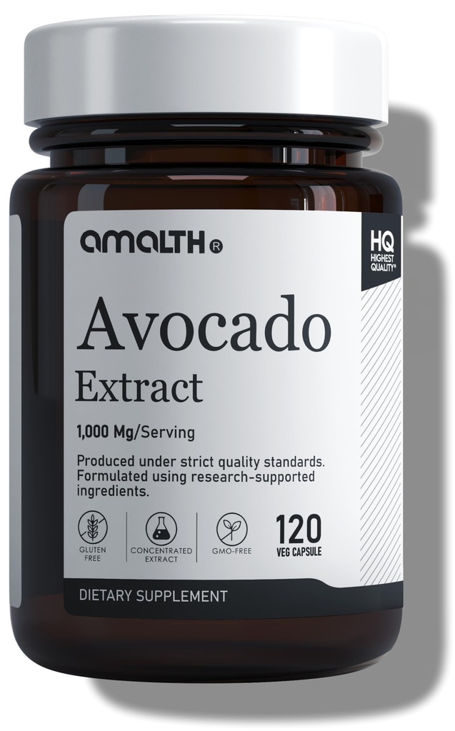 AMALTH Avocado Suplemento Fruit Extract 15:1, 1000mg Maximum Strength ASU for Joints Health and Support Digestion TEN120 Capsules ANTE Non-GMO, Gluten Free