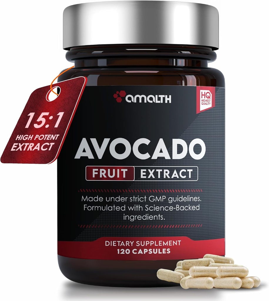 AMALTH Avocado Suplemento Fruit Extract 15:1, 1000mg Maximum Strength ASU for Joints Health and Support Digestion TEN120 Capsules ANTE Non-GMO, Gluten Free