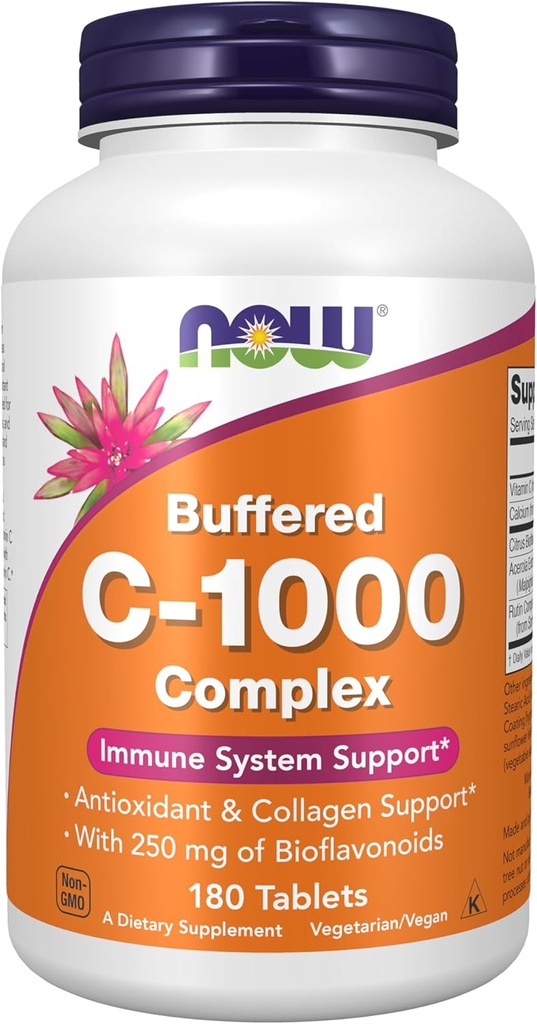 AHORA Suplementos Alimentarios, Complejo Vitamina C-1000 con 250 mg de Bioflavonoides, Protección de Antioxidantes*, 180 Tabletas