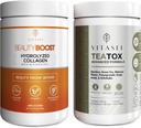 VITASEI Wellness Bundle – Hidrolyzed Collagen Peptides Powder " Teatox Detox " Cleanse Support Powder – Hair, Skin, Nails " Digestion Booster for Women " Men