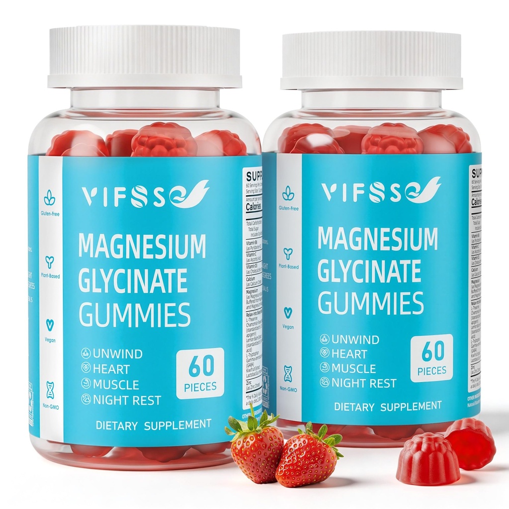 Magnesium Glycinate Gummies for Adults &amp; Kids 4+, 2 Pack Sugar Free Magnesium Bisglycinate Suplemento 400/200 mg con L Theanine, Chamomile, Lemon Balm for Evening Support &amp; Bedtime Routine 120 Gummies