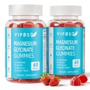 VIFSSG Sugar Free Magnesium Glycinate Gummies 400mg for Adults & 200mg for Kids, Bisglycinate Supplement with L-Theanine, Chamomile, Lemon Balm, Strawberry Flavor, 2-Pack（120 Gummies）