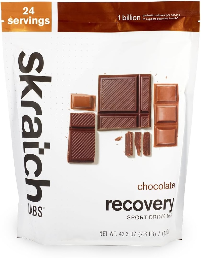 Labs de Skratch Post Workout Recovery Drink Mix with Chocolate, (41.6 oz, 24 Servings) with Complete Milk Protein of Casein and Whey and Probiotics, Gluten Free, Kosher, Natural, Vegetarian