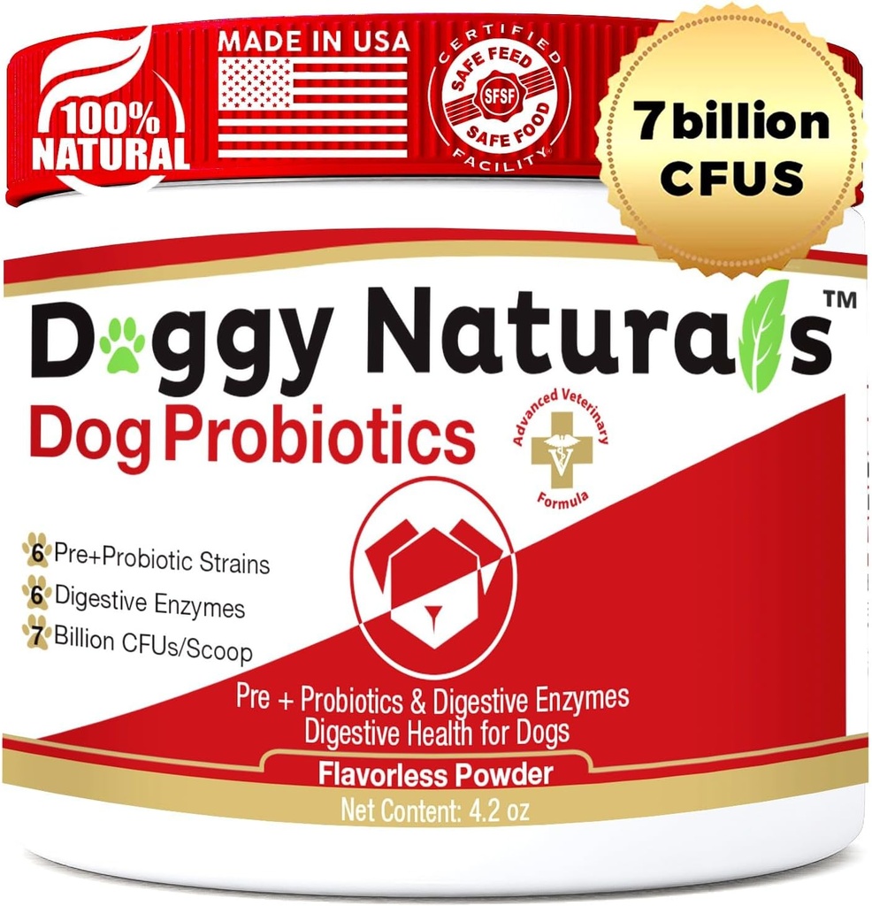 Probióticos para perros y gatos - Advanced Max-Strength Digestive Health, Increase " Maintain Proper Gut Flora- All Natural Probiotics Powder - (Made in USA) 4.2 Oz(7 Billion CFU Por Scoop)
