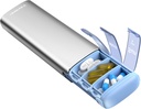 Vaydeer Metal Travel Pill Organizer, 7 Day Weekly Pill Box, Large Capacity Daily Cute Pill Fund for Supplements, Pills, Vitamins and Medication (Small,Sliver)