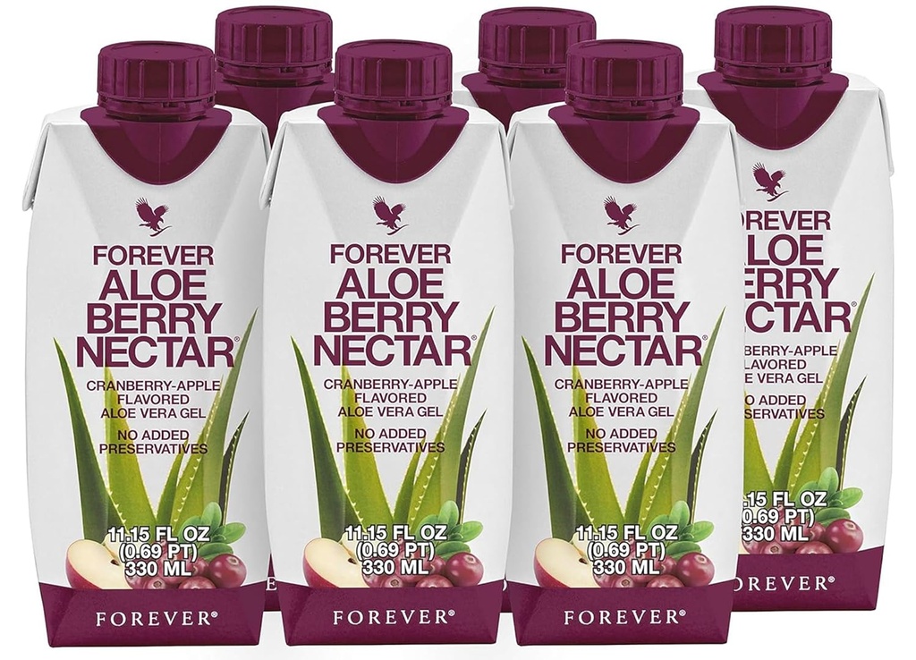 Forever Living - Aloe Berry Nectar - 90,7% Aloe Vera Gel con Cranberries y Manzanas - No Preservadores - 330 ML (Pack of 6)