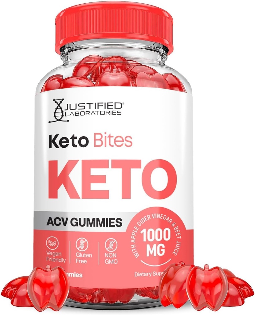 Laboratorios Justificados Keto Bites Keto ACV Gummies Advanced Fórmula 1000MG Keto Bites Keto Gummies Apple Cider Vinegar Formulado con Powder Pomegranate Beet Juice B12 Vegan Non GMO 60 Gummys