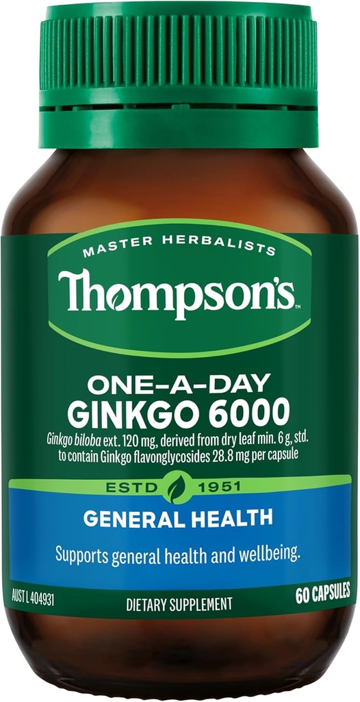 El Ginkgo de un día de Thompson 6000mg 60 cápsulas