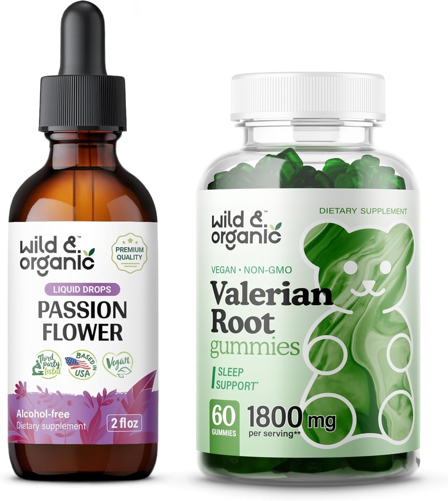 Wild &amp; Organic Passion Flower Tincture 2 fl oz &amp; Valerian Root Gummies