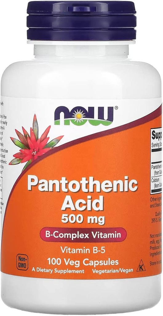 AHORA Alimentos Ácido Pantoténico 500mg, 100 cápsulas (Pack of 1)