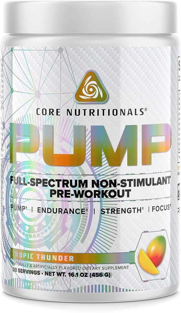 Bomba de Nutrición Core Full-Spectrum Non-Stimulant Pre-Workout, con N03T Nitrate, Peak02, Alpha GPC, para Máxima Bomba, Fuerza y Rendimiento 20 Servimientos (Black Lightning)