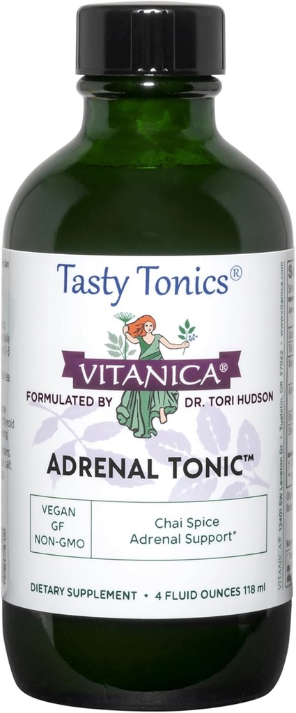 Vitanica - Adrenal Tonic, Adrenal Support, Vegetarian, 4 Ounce (Packaging May Vary)