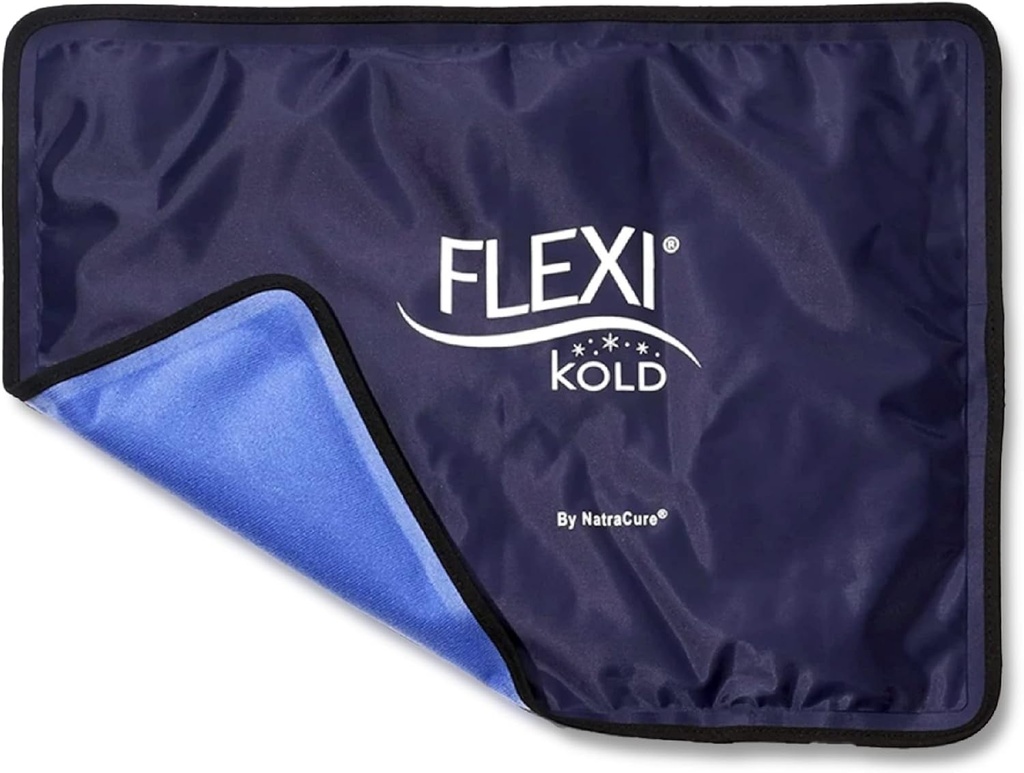 FlexiKold Reutilizable Gel Gran paquete de hielo con Correas – Cold Compress Gel Cold Pack for Injuries – Flexible Medical Ice Wrap for Back, hombros, piernas, rodillas, ciática, dolor muscular – Standard