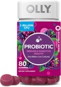 OLLY Probiotic Gummy, Immune and Digestive Support, 1 Billion CFUs, Chewable Probiotic Supplement, Berry, 40 Day Supply - 80 Count
